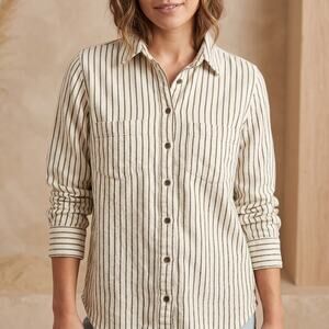Madewell Women's Striped Button Up Shirt Long Sleeve Cotton Coastal XS